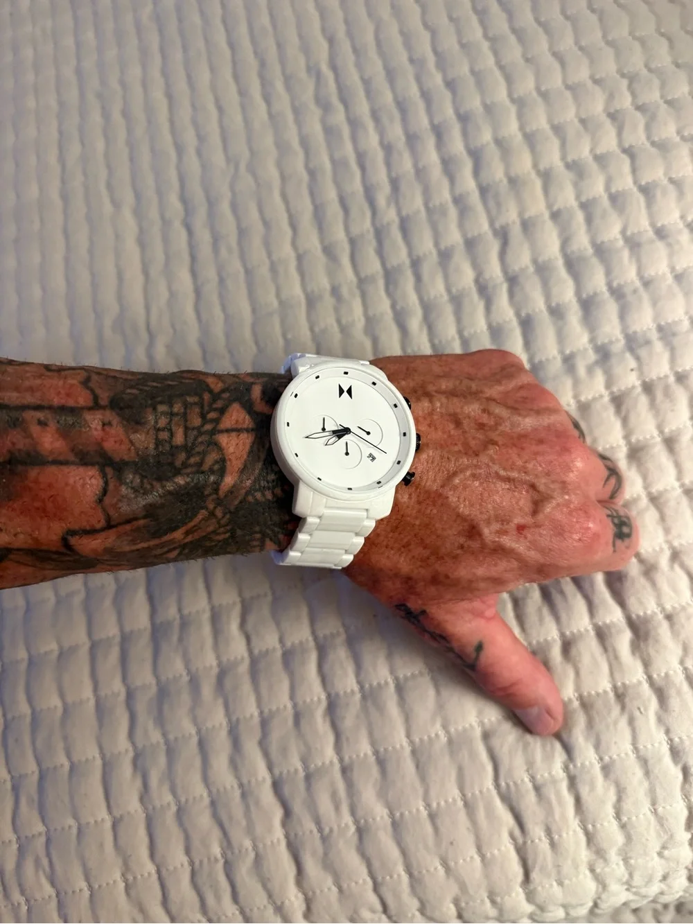 MVMT White Men's ceramic Chronograph Watch with White Bracelet